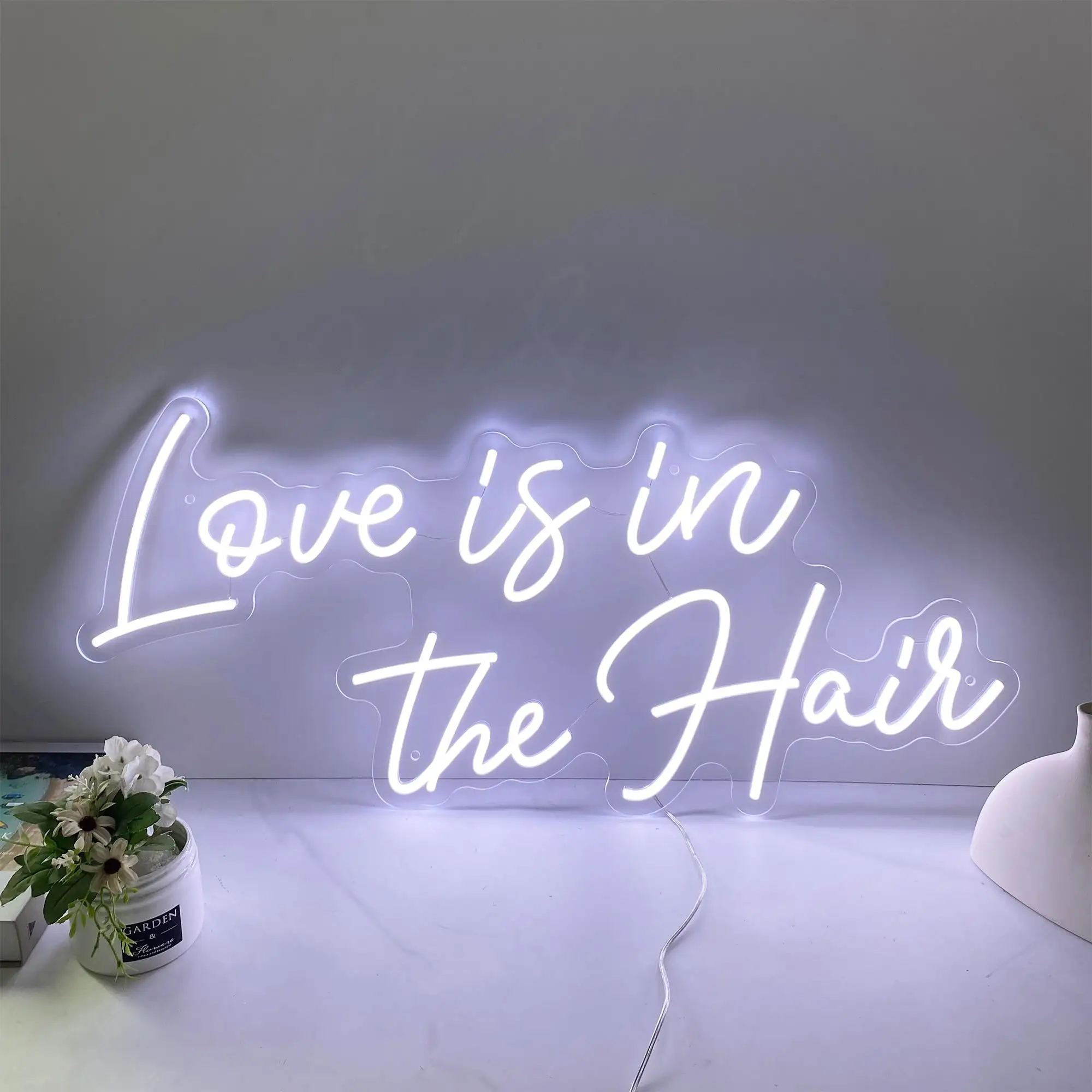 Love is in the Hair Neon Sign Hair Salon Wall Decor Hotel Business Shop Custom Sign Hair Beauty Room Aesthetic Wall Decor