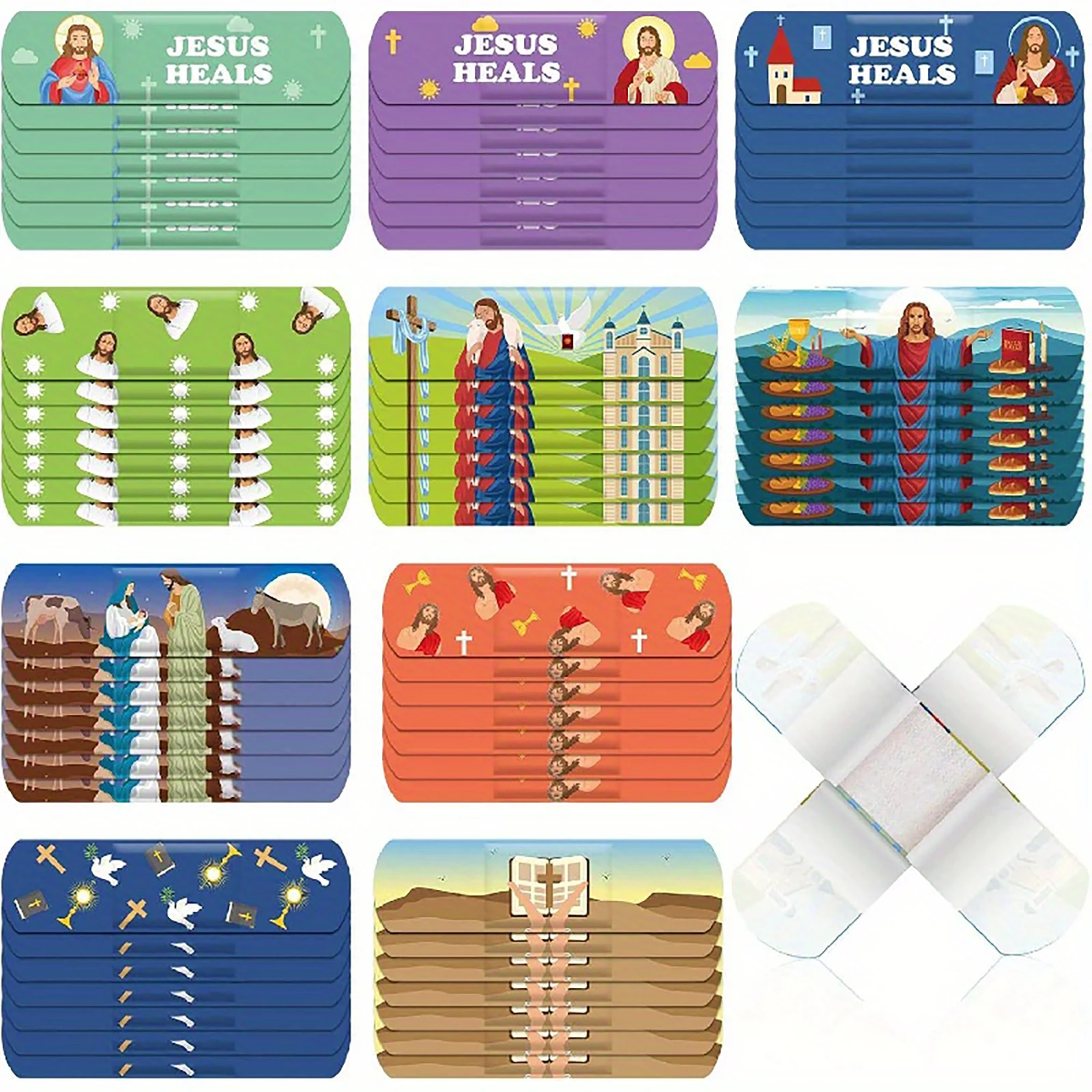 10/30/60Pcs Jesus Religion Angels Lamb Cross Pattern Band Aid Western European and American Style Patch Strips Waterproof Adhesi