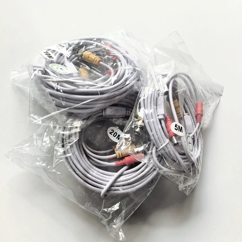 CCTV DVR Camera Recorder system Video Cable 5M/10M/20M/30M DC Power Security Surveillance BNC Cable White Color