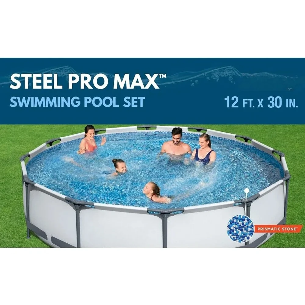 

Customizable Steel Pro MAX 12 Foot By 30 Inch Round Above Ground Swimming Pool Set Outdoor Metal Frame Family Pool with