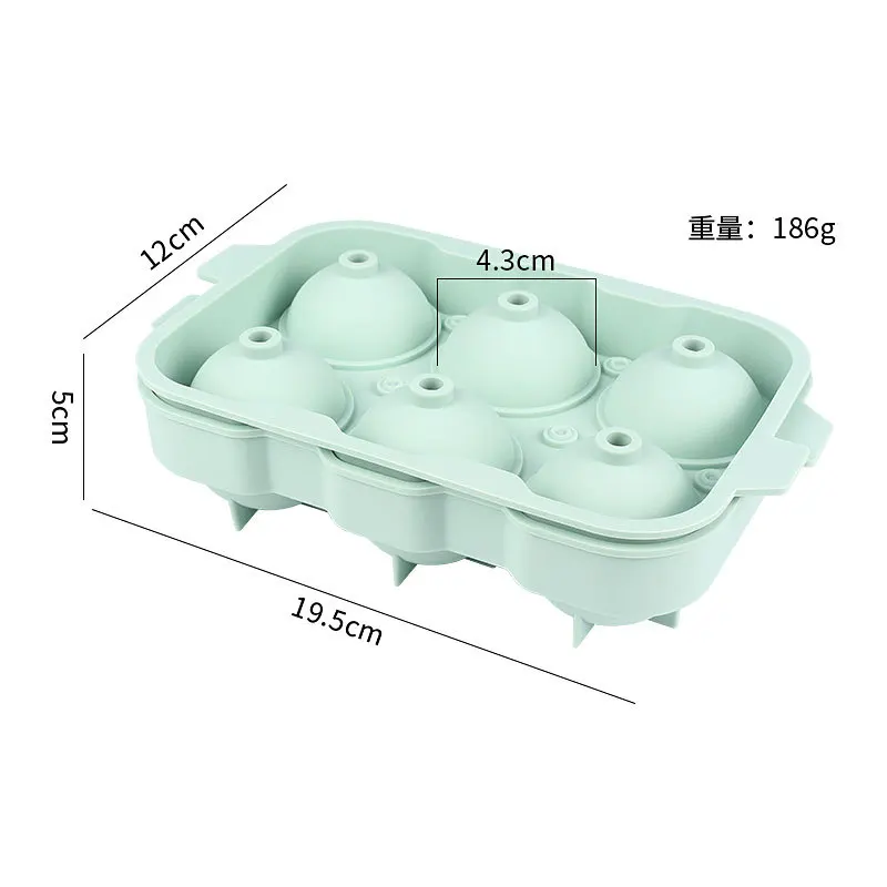 1Pcs Factory Direct Silicone Ice Cube Mold Big Ice Balls for Whiskey 6 Cavities