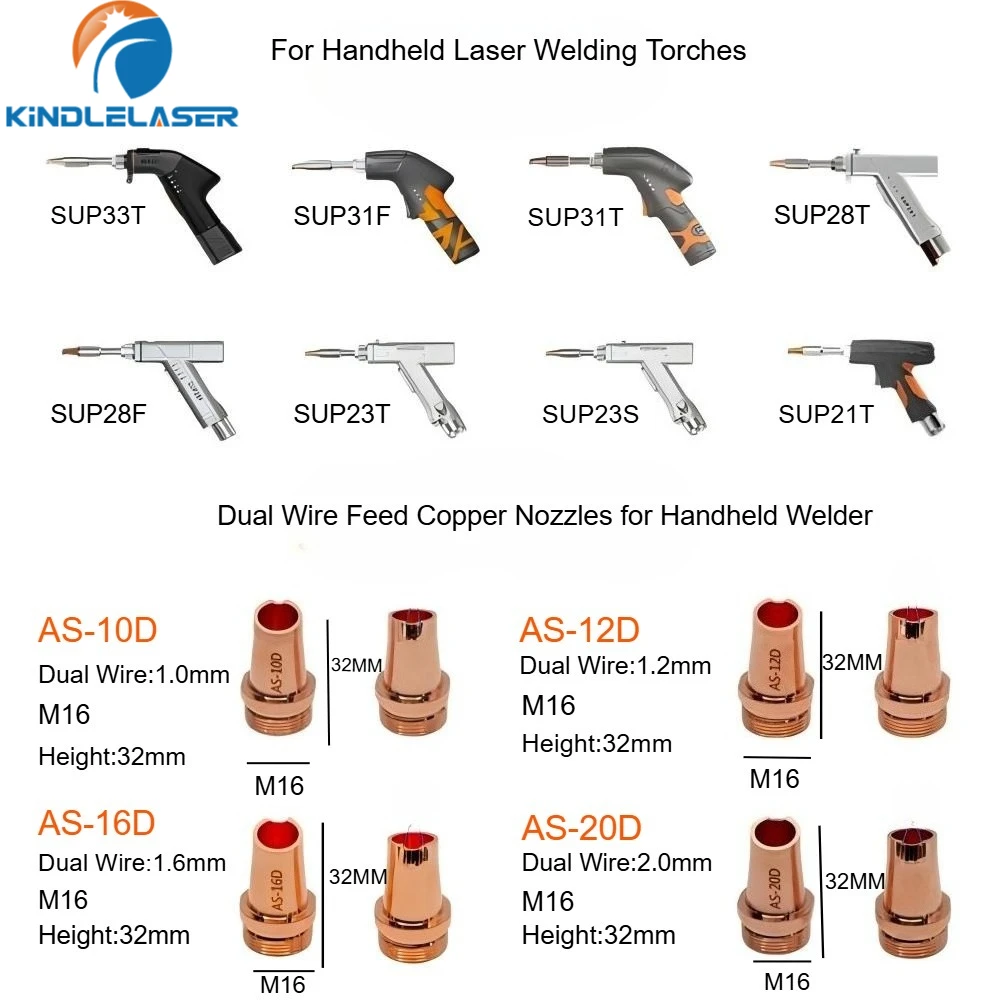

Original CQWY Laser Double Wire Feed Welding Copper Nozzles M16 AS10-25D Double Wire Feed Nozzle for SUP Laser Welder Head