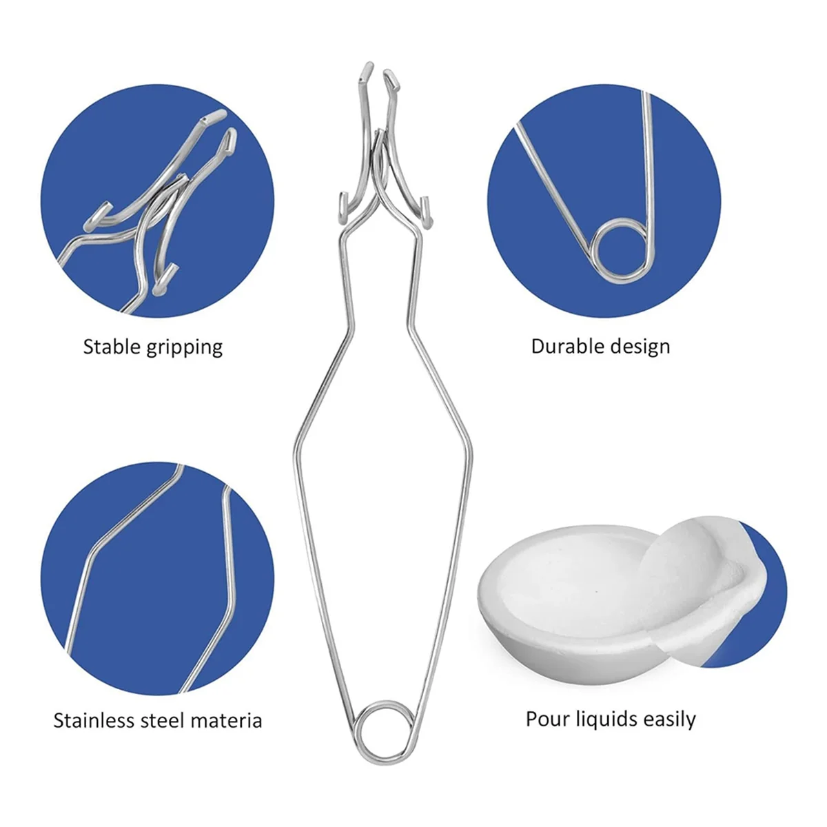 طقم صب الذوبان HHTL 8 قطع، من بوتقات كوارتز 2.3 بوصة وبوتقات كوارتز 2.8 بوصة، مقبض مشبك السوط 2A