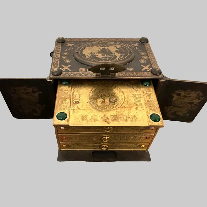 The United States Of American GOLDEN GUN Box 5 Bullets Oval Treasure Box Antique Collection Memorabilia For Nice Gift