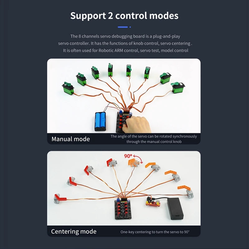 Servo Controller Module Pcb Robot Arm Testbord Driver Knop 8-Way Pwm Ontwikkeling Industriële Controle Debugging Board