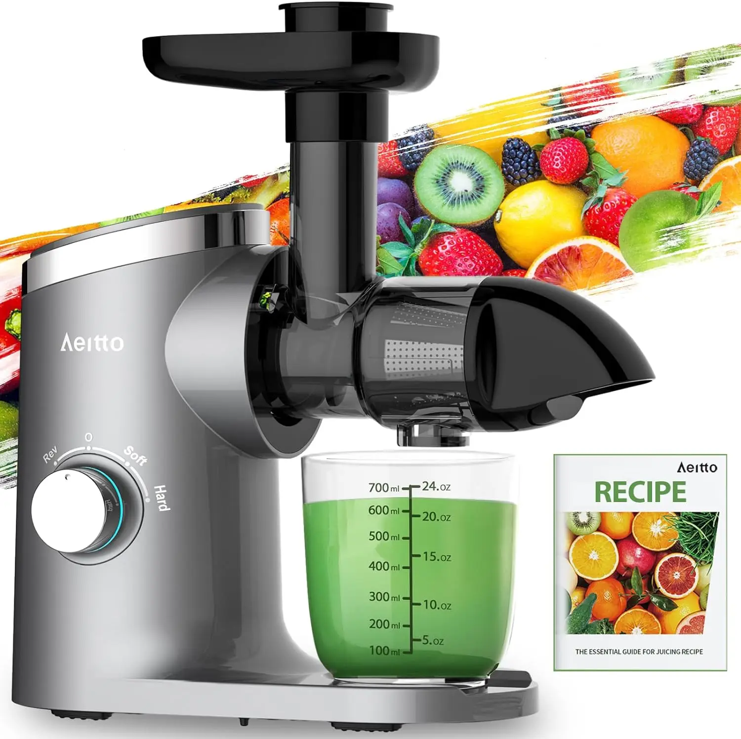 Slow Masticating Juicer, Cold Press Jucier Machines, with Triple Modes,Reverse Function & Quiet Motor, Easy to Clean with Brush