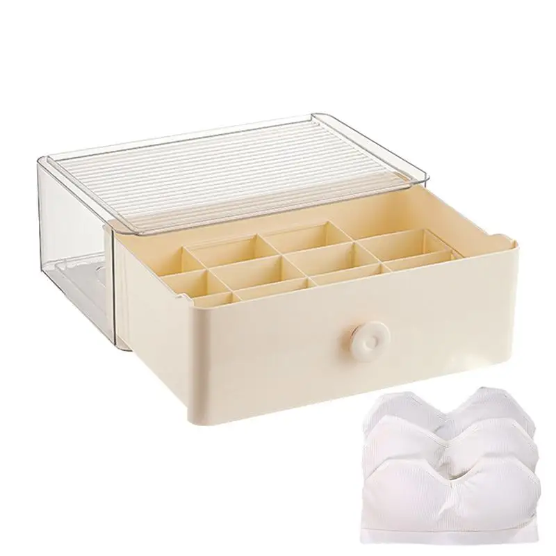 

Underwear Storage Organizer Stackable Multi Grids Drawer Design Underwear Organizer Multifunctional Storage Box Dustproof Organi