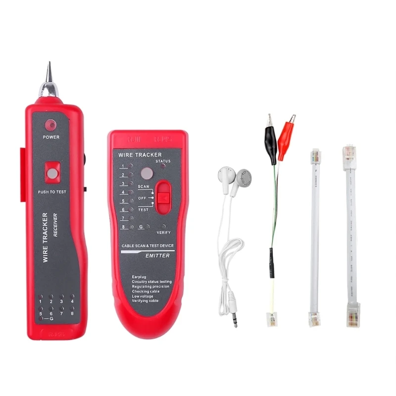 

ipiip JM-868 Cable Tester Wire Trackers Receiver RJ11 RJ45 Cat5 Cat6 Telephone Wire Trackers Tracers Toner Tool