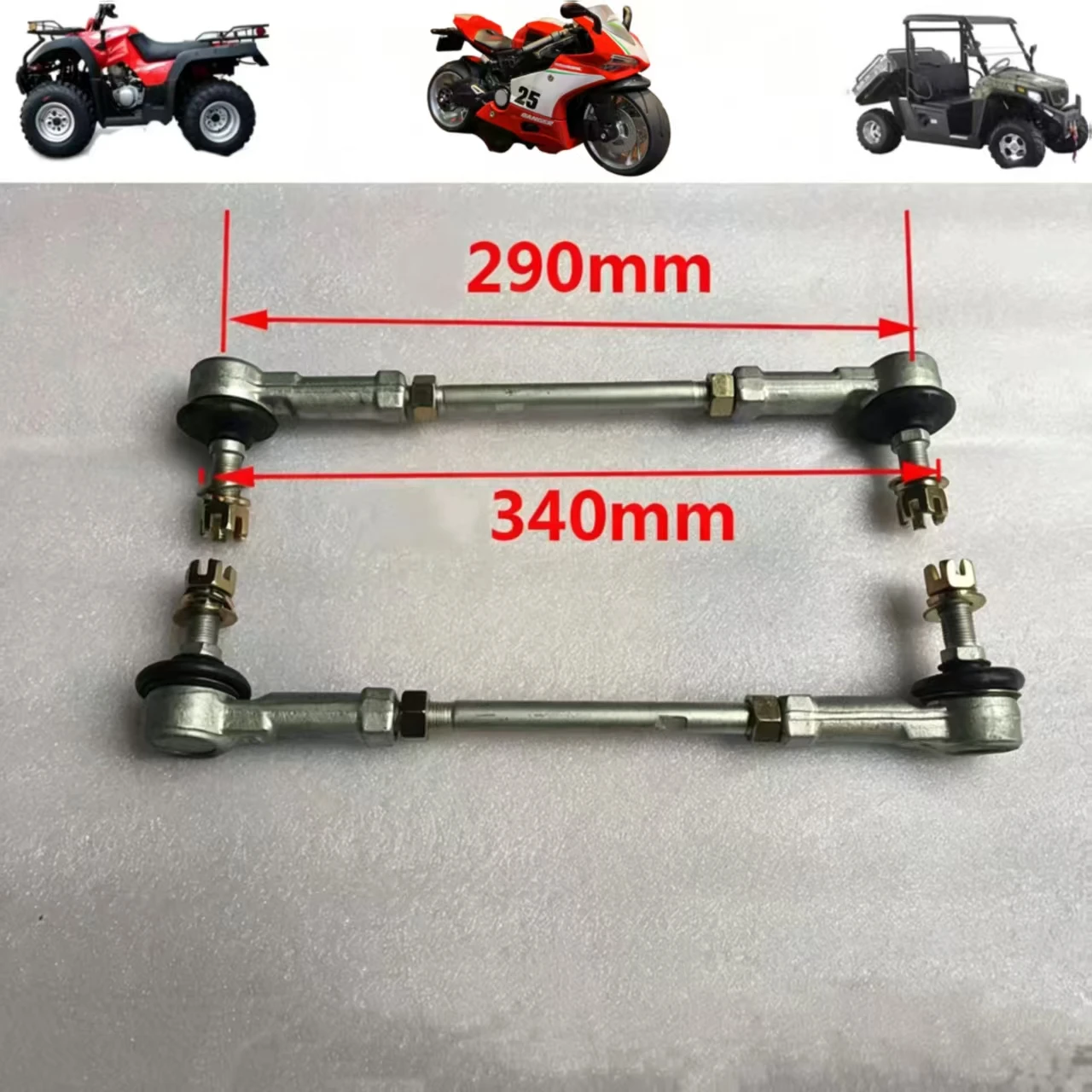 

2PCS ATV Steering Tie Rod Shaft 290mm-340mm Fit Loncin 250 Quad Go Kart Buggy Steering Lever