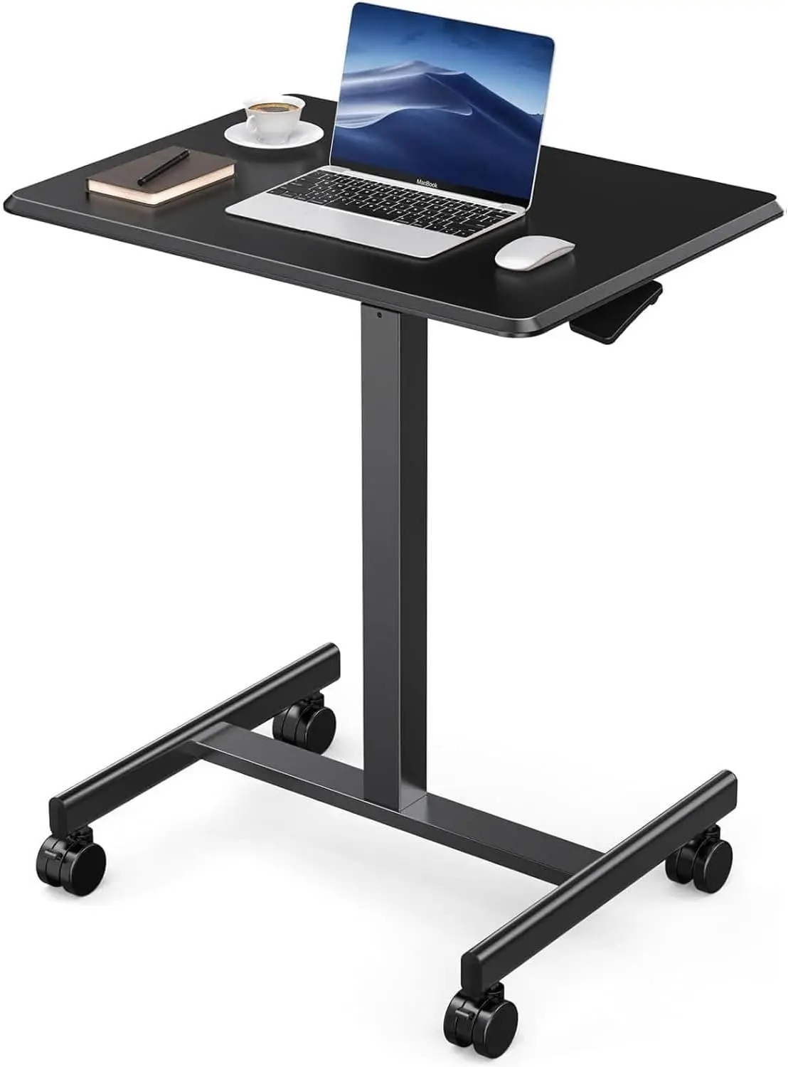 

Adjustable Height Mobile Standing Desk with Wheels, Portable Laptop Table for Home Office, Black