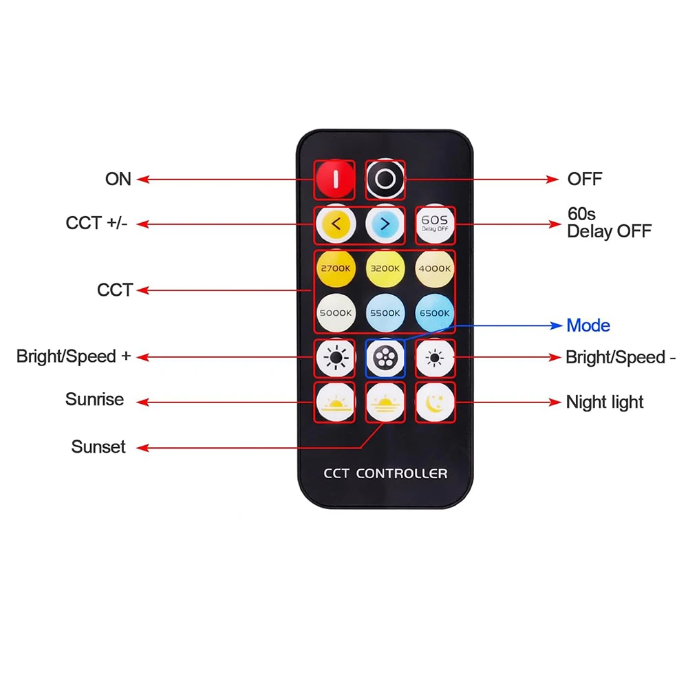 DC5-24V kontroler 30A RF PWM CCT sterowanie bezprzewodowe lub przez pokrętło, aby dostosować jasność i temperaturę kolorów