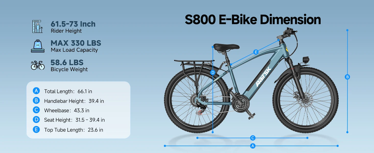 Aairsk S800 Erwachsenen-Pendler-E-Bike 250W Motor 36V 13Ah Lithium-Akku Urbanes Elektrofahrrad 26*1,95" Reifen Reise-Elektrofahrrad – Detail 11