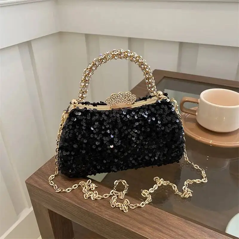 

Shiny Sequins Luxury Women Bag Diamond Inlaid Handle Banquet Clutch Purse Wedding Party Prom Dress Evening Bag