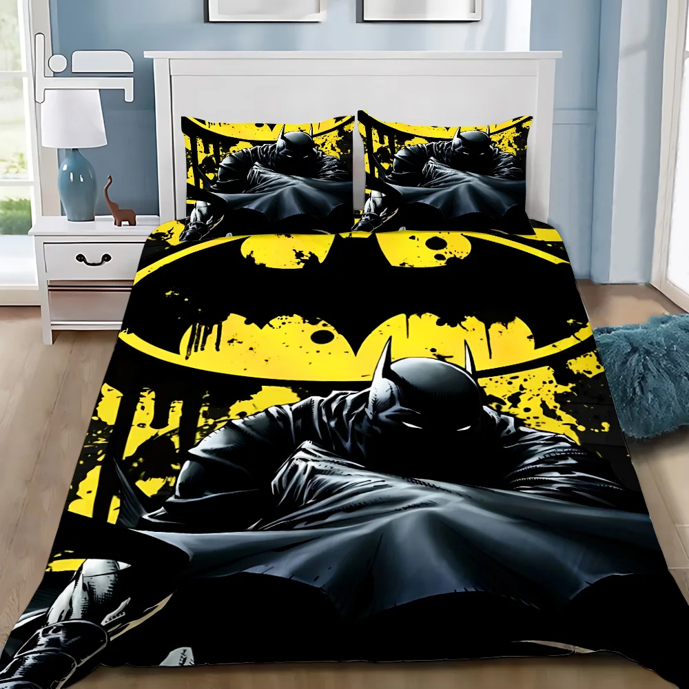 Duvet Cover Pillowcase Bedding Set Cartoon B-Batmans Adult Boy Girl Bedroom Decoration Children Gift Single Double Large Size