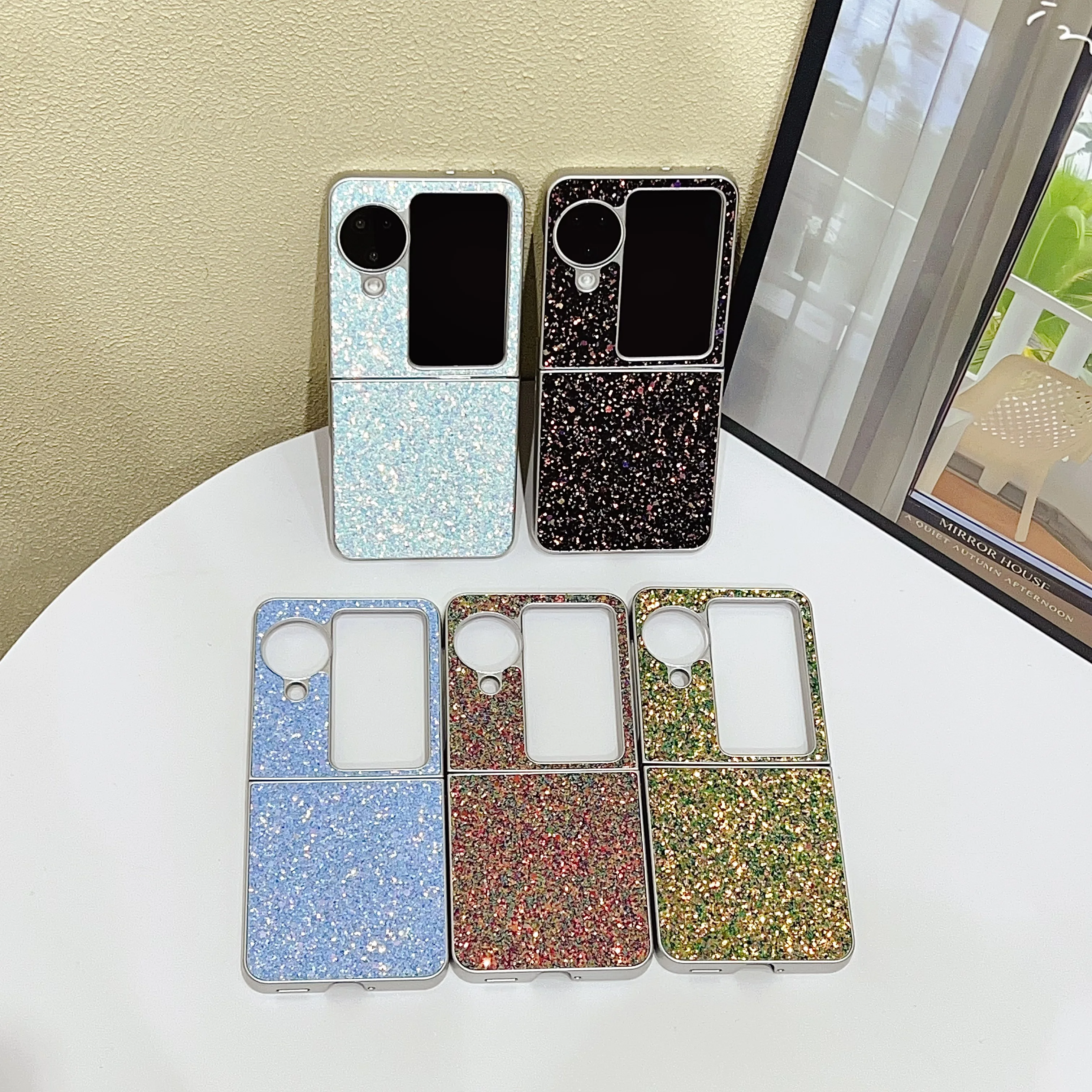

Back Cover For OPPO Find N3 N2 Flip Case Glitter Sparkle Powder Hard PC Shockproof Phone Case