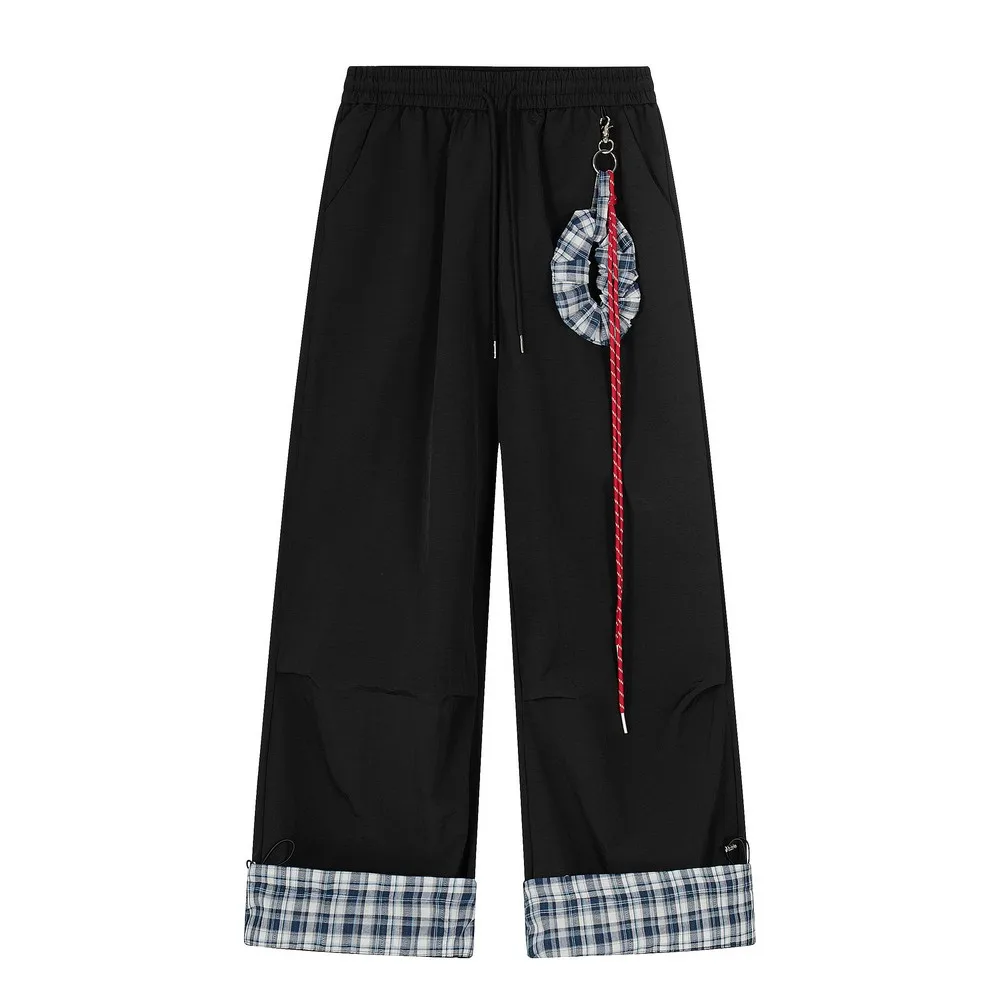 قلادة تزيين مرونة الخصر واسعة الساق الجرونج كبيرة الحجم السراويل البضائع القوطية بنطلون للنساء Grils الشارع الشهير الشتاء الربيع