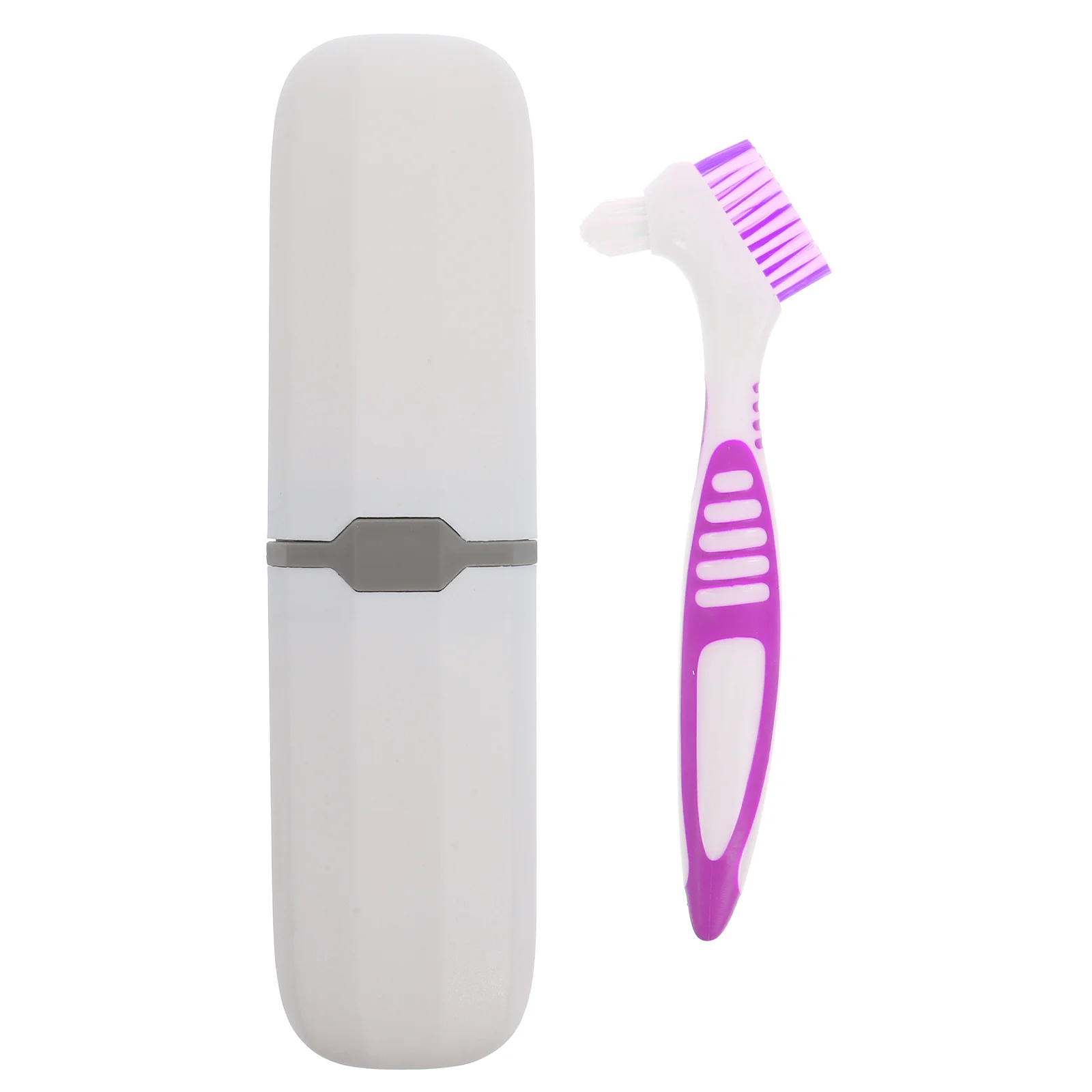 

1 set 1 Set Portable Denture Cleaning Brush Storage Case Travel Toothbrush Holder Case Double Sided Bristles Oral Care Kit For