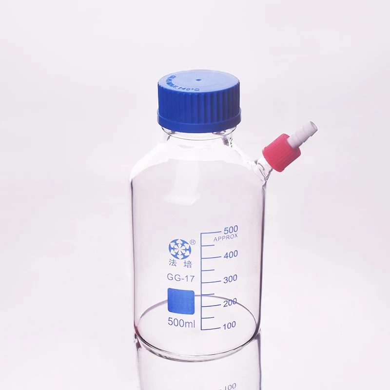 

FAPE Reagent bottle,With blue screw cover GL45mm,Upper detachable small nozzle GL14mm,Borosilicate glass,500mL,Plastic Lid