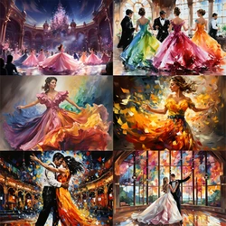 Pittura su tela muslimata per adulti, danza e festa, pittura con numeri, decorazioni per la casa, 60x75cm