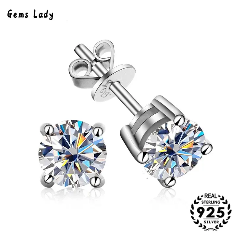 

Gems Lady Silver925 Four Claw Moissanite Gem Earrings For Women's Fashion And Elegant Valentine's Day Birthday Anniversary Gift