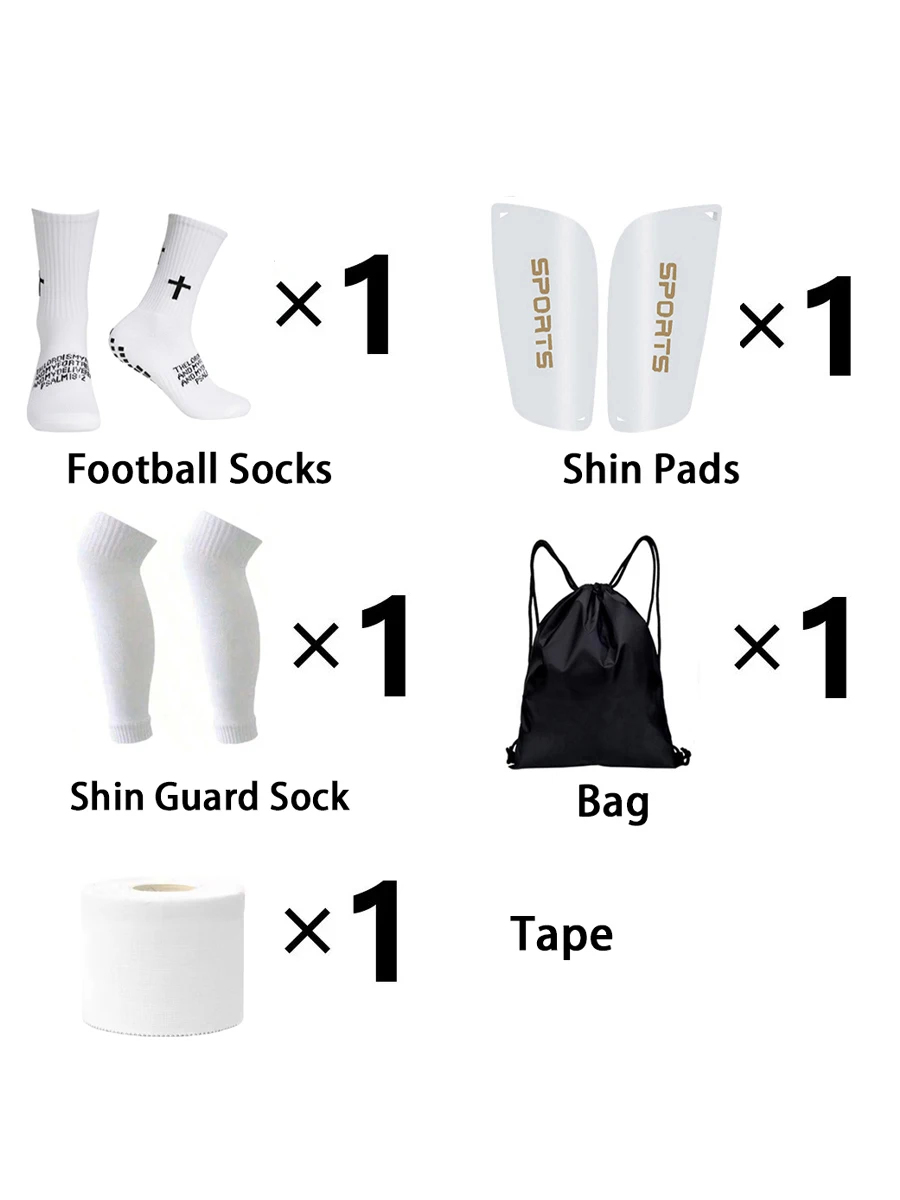 

1 set Men Women Sports Non-slip Football Socks Elastic Leg Socks Drawstring Ball Bag Tape Black Large Capacity Ball Bag