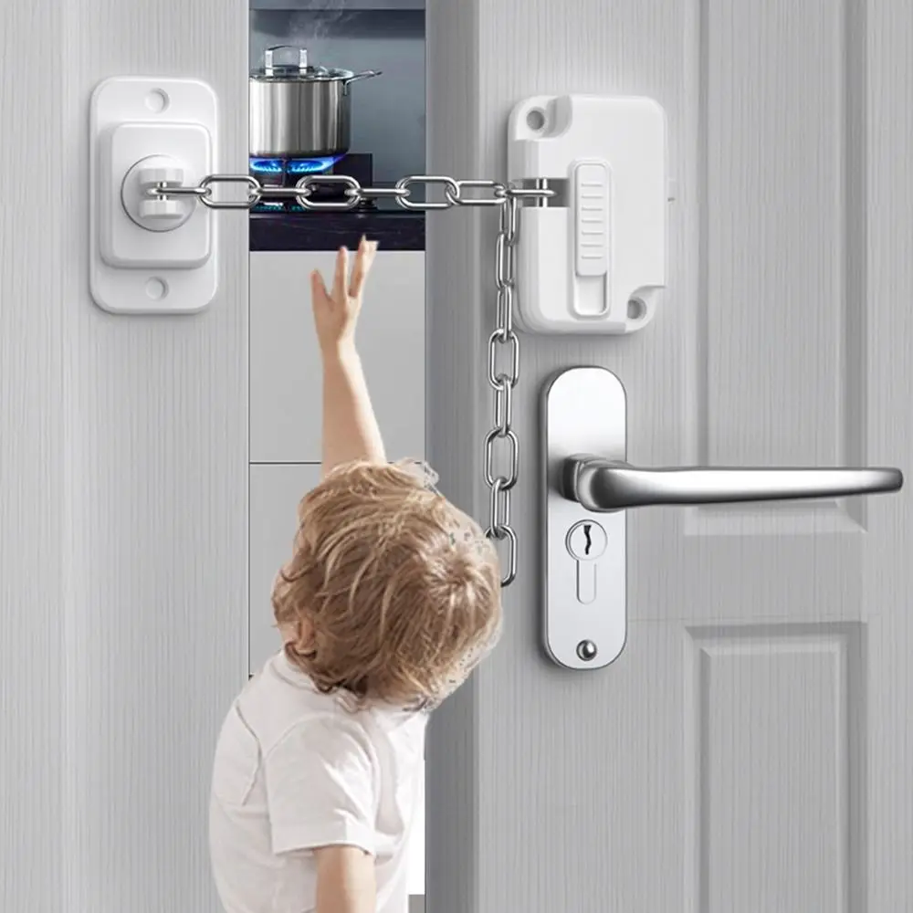 Multifunction Anti-pinch Hand Safety Lock White No Drilling Window Restrictor Self Adhesive Adjustable Cabinet Lock Home Door
