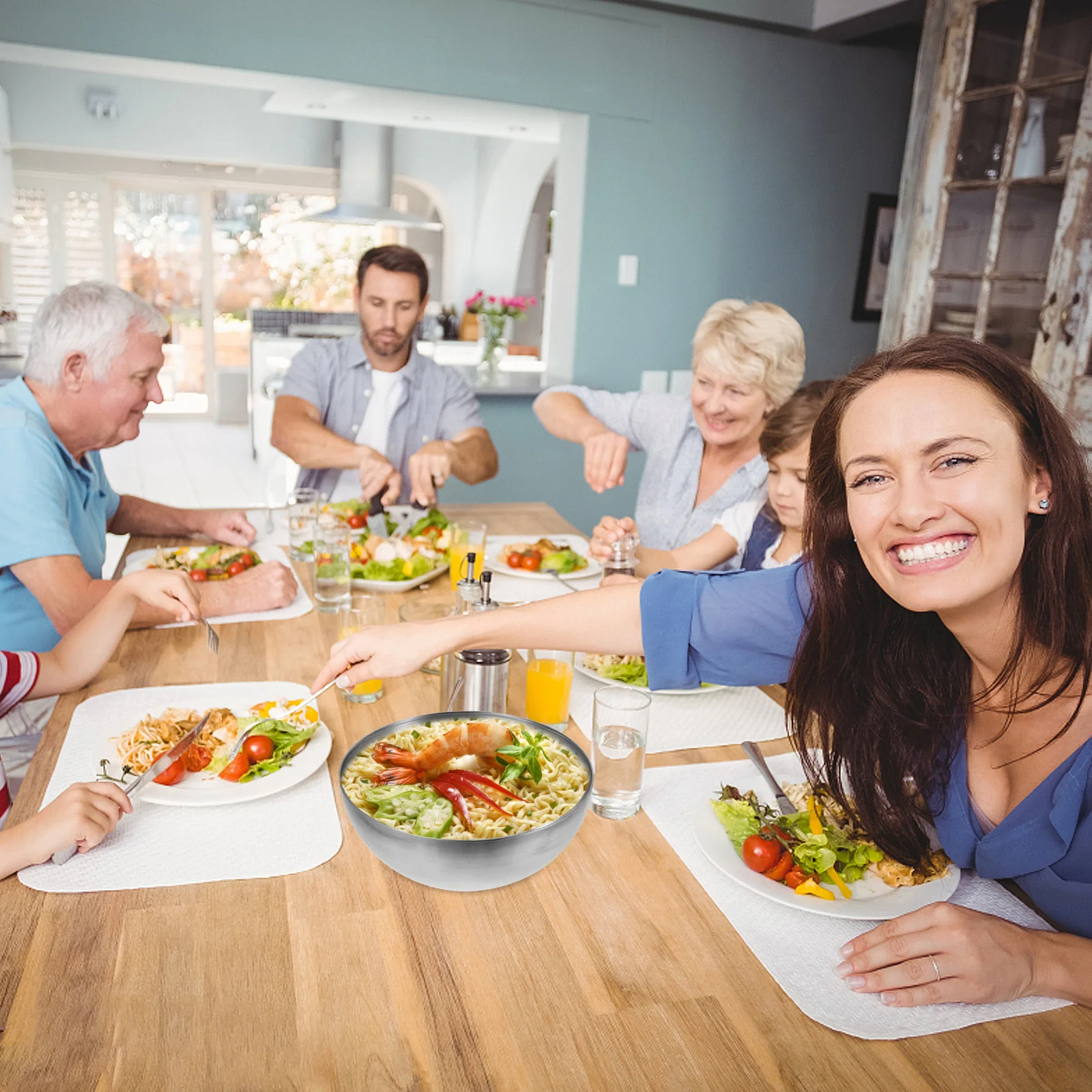 

Large Soup Noodles Bowl Stainless Steel Durable Korean Inspired Serving Mixing Salad Serving Bowl Stainless Steel Bowls