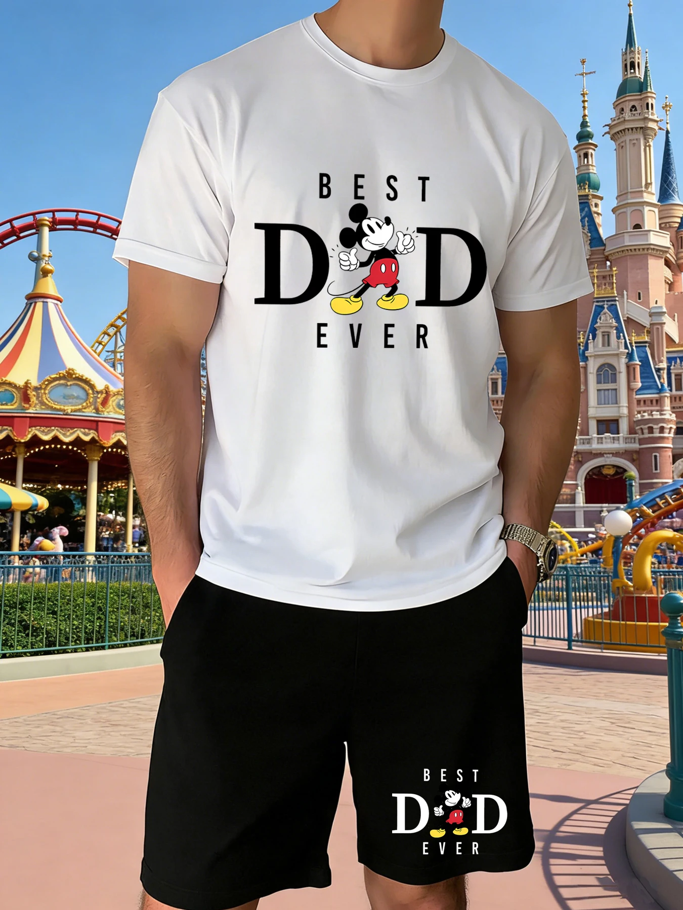 

Mickey Mouse "Best Dad Ever" Men's T-Shirt & Shorts Set | Disney Inspired Casual Outfit for Father's Day & Summer