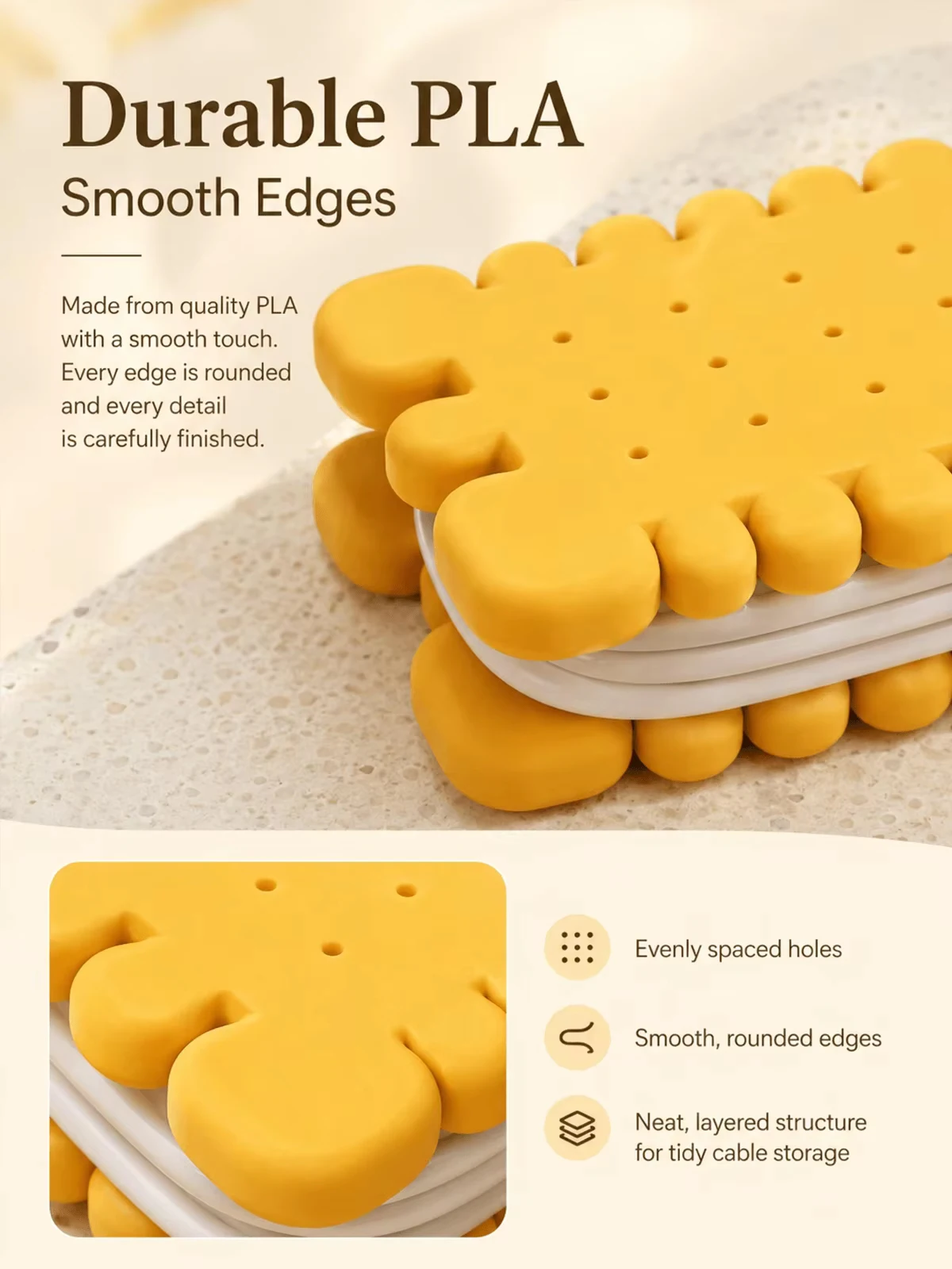 Cartoon Cookie Shape Cable Winder 3D Printed Mini Portable Travel Tools USB Charging Cord Wrapper Wire Fixer for Daily Use Gifts