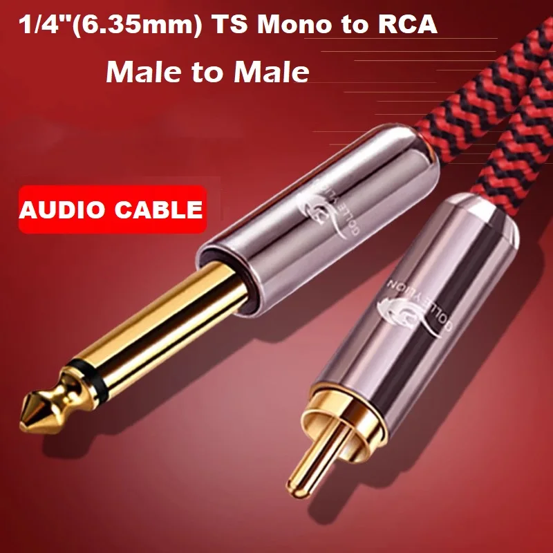 

1/4 Inch 6.35mm TS Mono Male to RCA Male Audio Cable for Amplifier Mixer Speaker Mic Guitar HiFi Stereo System Shielded Cords