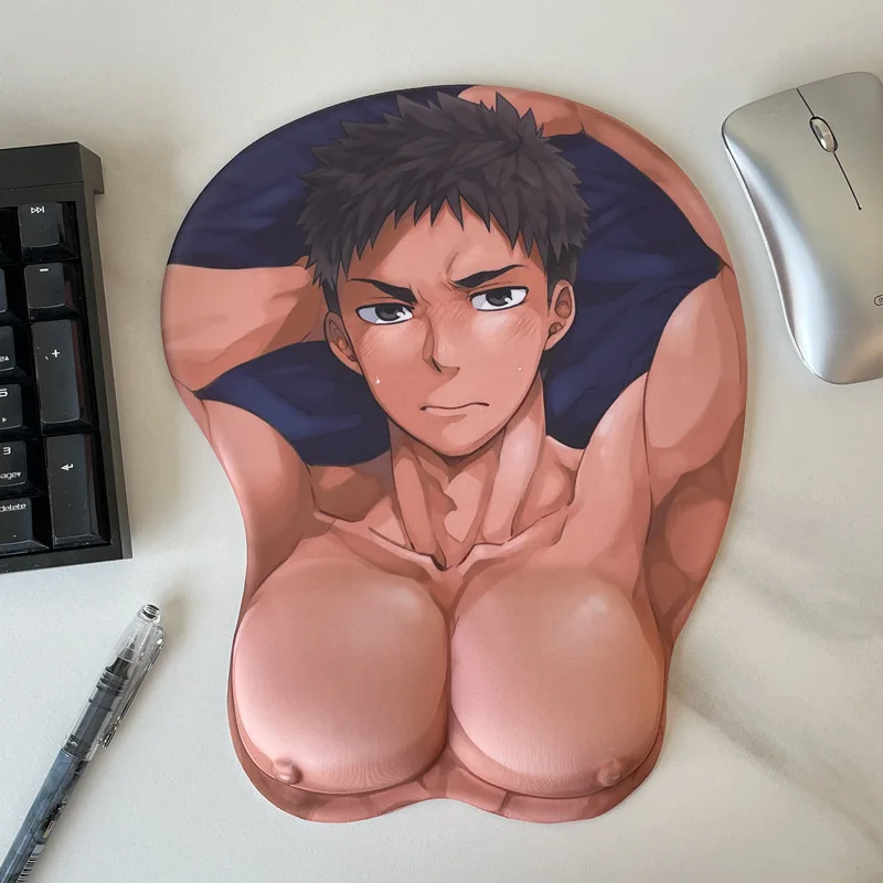 Sexy man's pectoral muscles 3D Mouse Pad with protruding nipples Cute Boys Breasts Wrist Rest Silicone Gel Gaming Mousepad