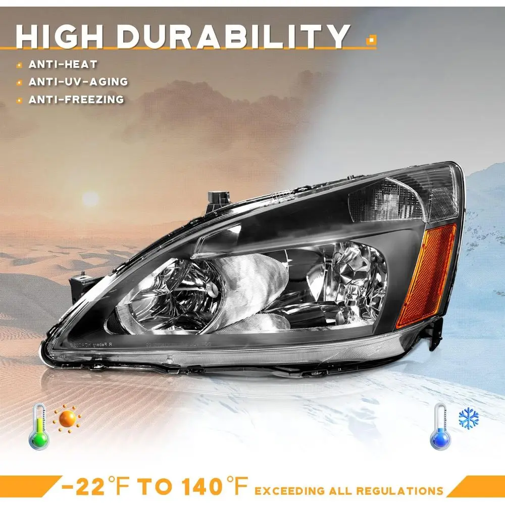 Fari di ricambio Honda Accord OE 2003-2007, alloggiamento nero, riflettore ambrato, set per modelli a 2/3/4 porte