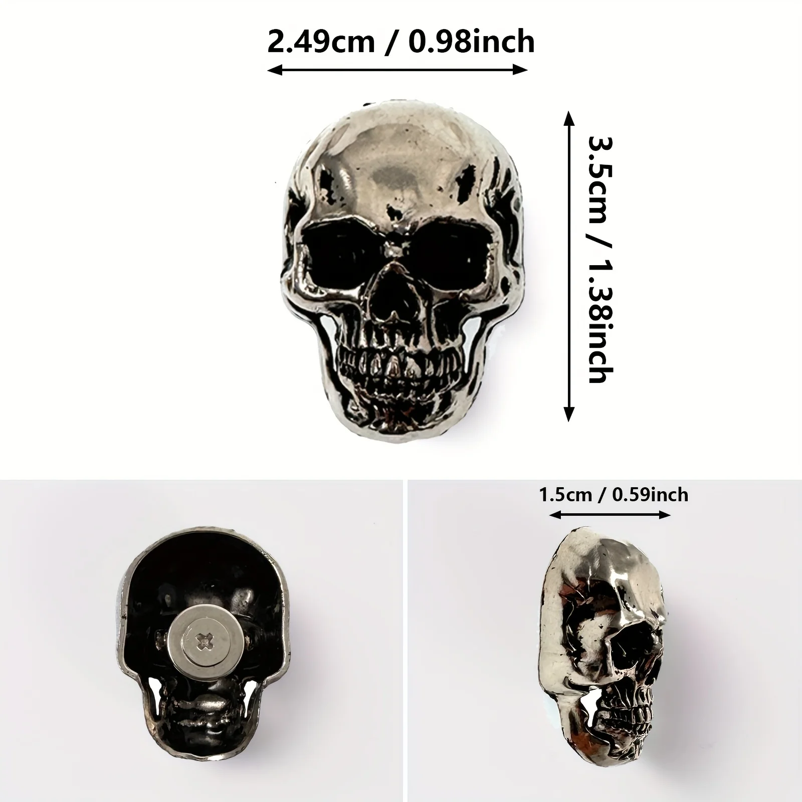 6 قطع من ملصقات الثلاجة المصنوعة من الفولاذ المقاوم للصدأ على شكل جمجمة، ملصق ثلاجة هيكل عظمي، تصميم فريد، رائع، تصميم جميل المظهر #3