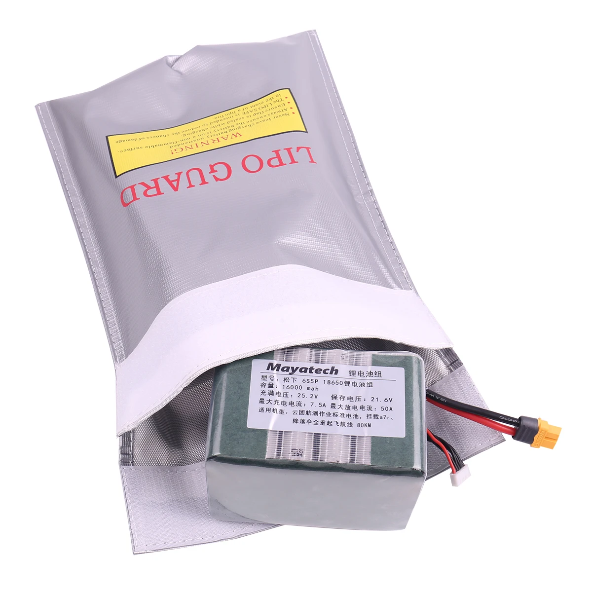 LiPo Guard-veiligheidstas voor opslag en opladen van lithiumbatterijen Brandwerend, explosiebestendig M-21,4x18 L-30,3x23 cm