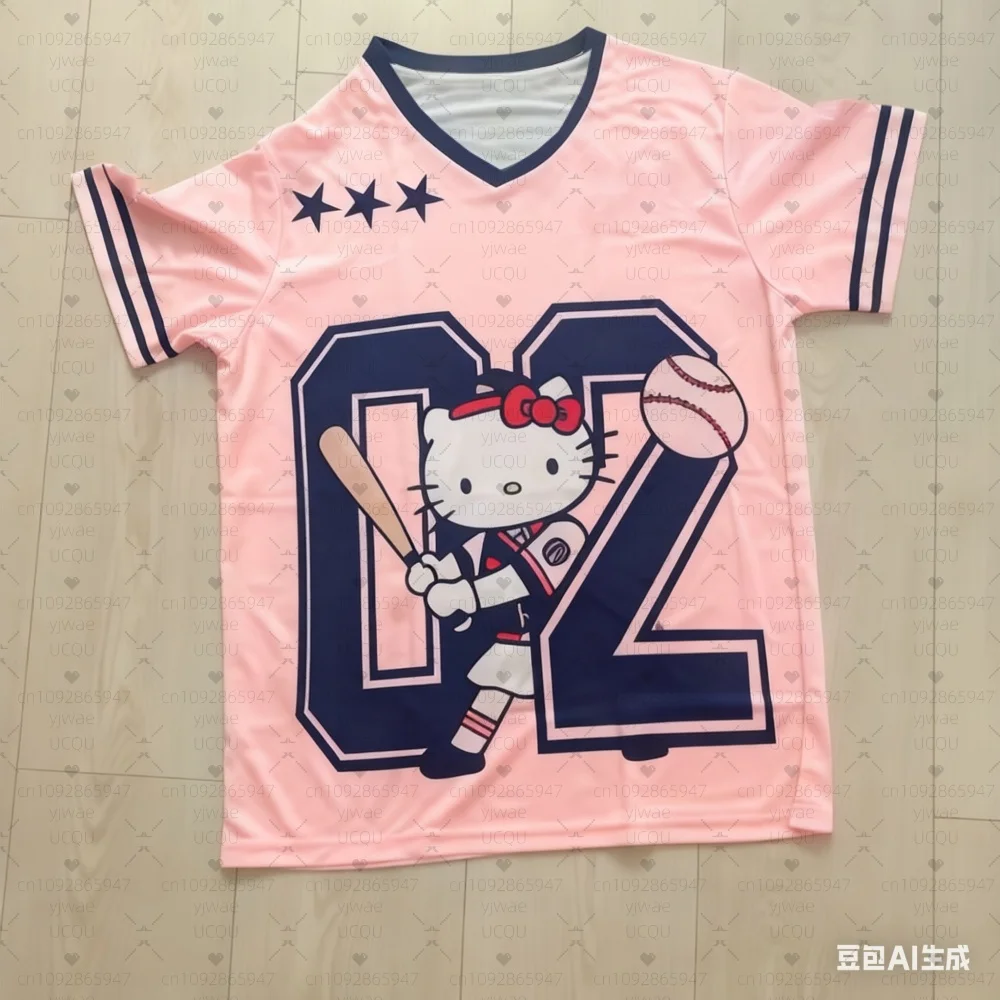 2025 حار بيع المرأة مينيسو هيلوكيتي طباعة خفيفة الوزن تنفس الخامس الرقبة قصيرة الأكمام تي شيرت المرأة تي شيرت جيرسي #1