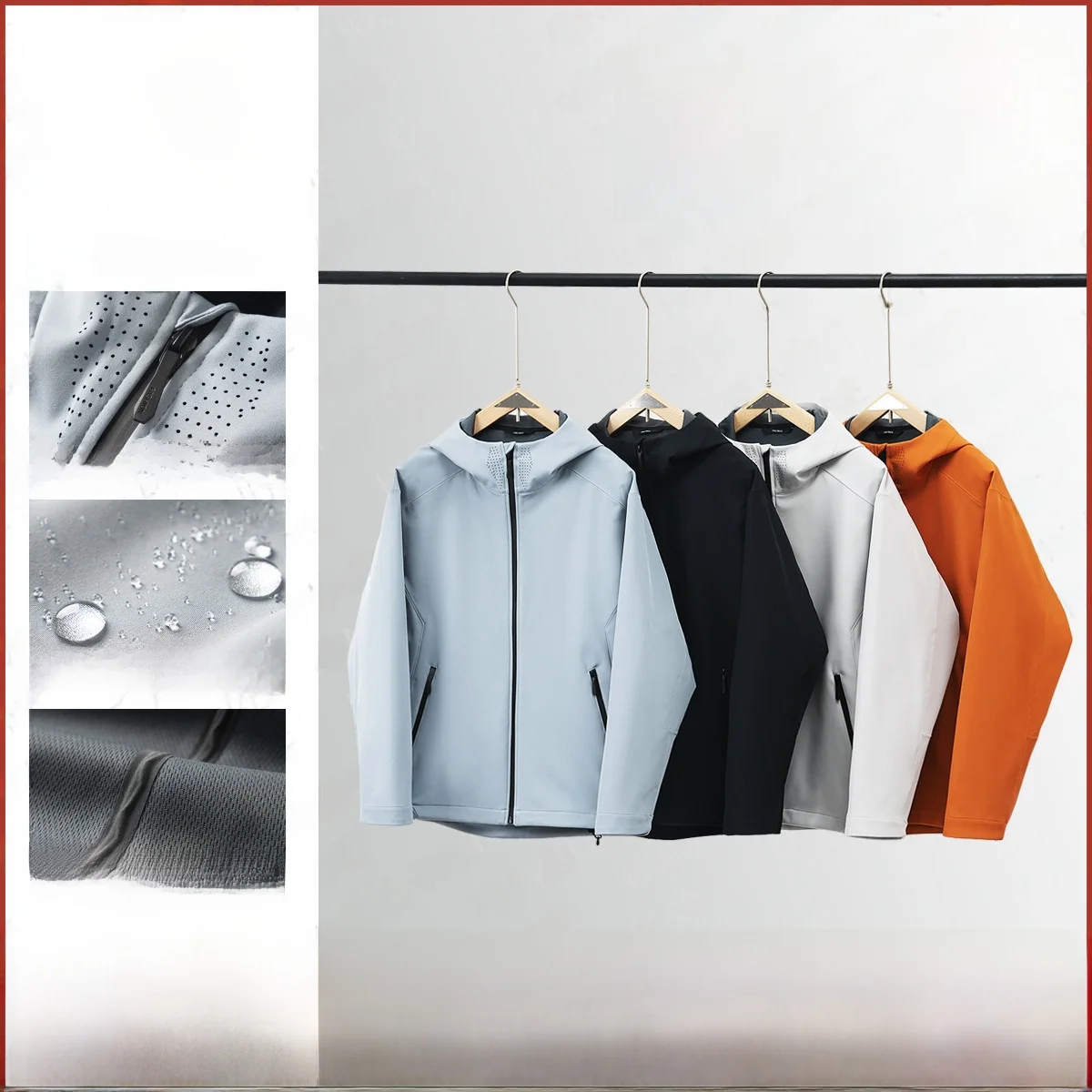 

Men's Hooded Softell Jaet Windproof Waterproof 3D Tailoring Full Glue Lightweight Spring Autumn Casual Outerwear