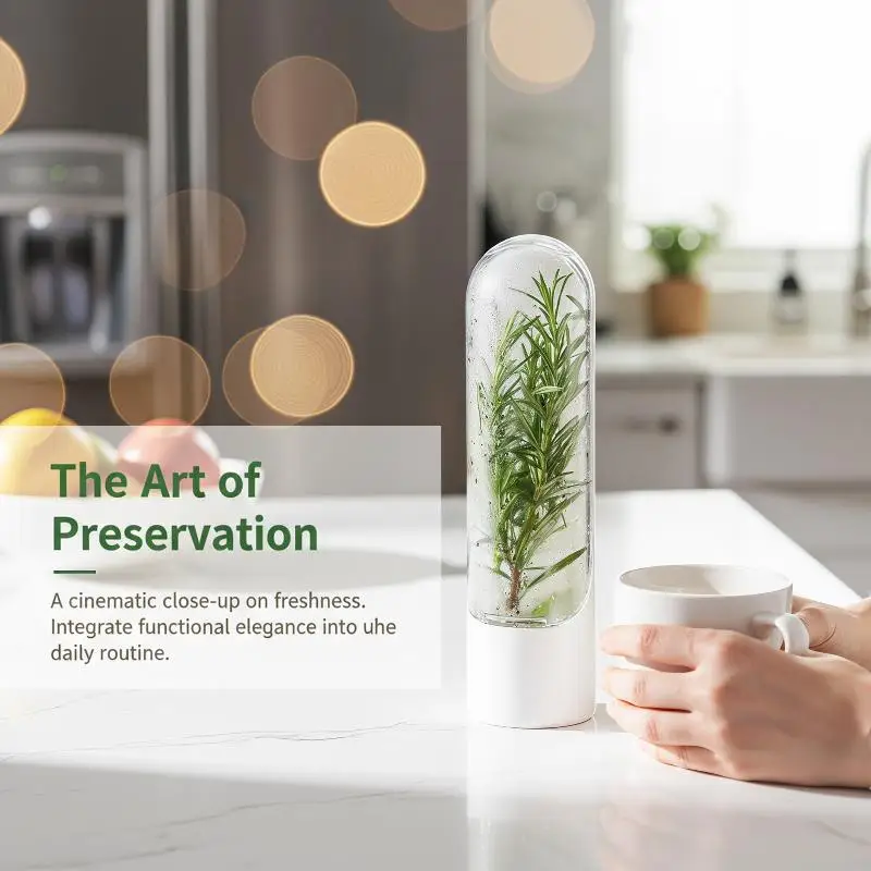 New 1PC Herb Saver Storage Container Fresh Herb Keeper Vanilla Vegetables Fresh Preservation Bottle For Refrigerator Kitchen