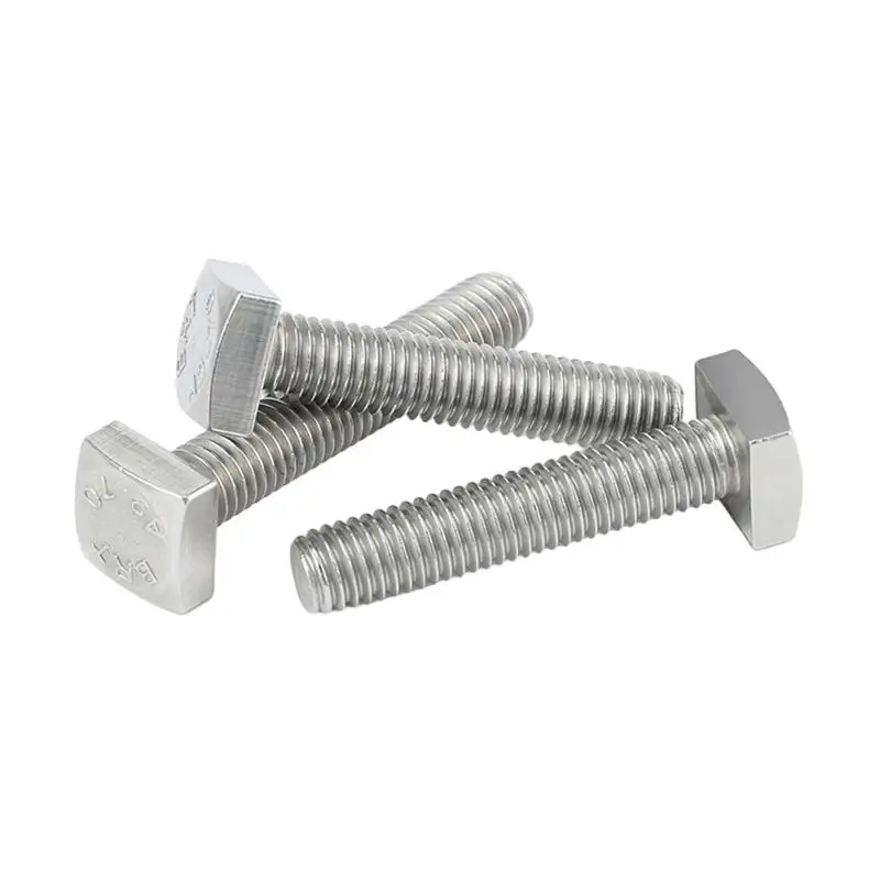 GB35 M4 M5 M6 M8 M10 M12 304 A2-70 Stainless Steel Flat Square Foursquare Quadrate Shape Type Head Machine Screw Bolt