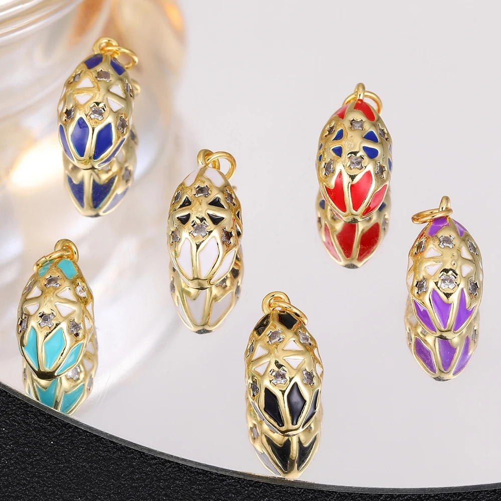 Juya 18K echtes Gold vergoldet Handwerk Emaille Bullet Lattice Oval Charms für DIY Frauen Luxus Ohrringe Halskette Armbänder Herstellung – Detail 1