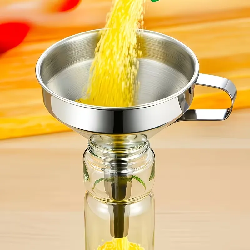 Stainless Steel Funnel With Handle Kitchen Oil Wine Transfer Funnel