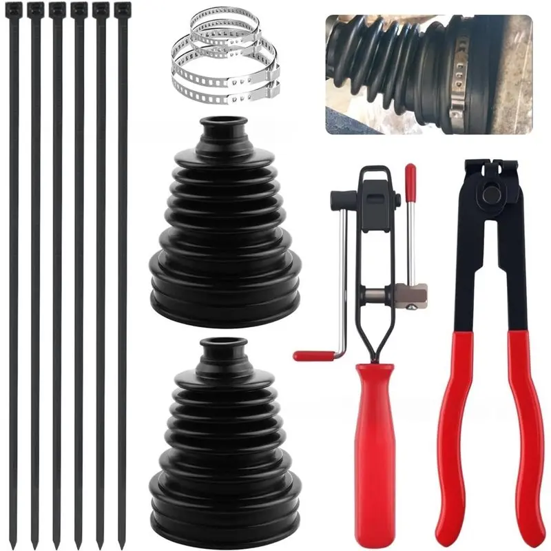 Car Inner Tie Rod Boot Kit With Pinion Boots, Steering Parts Ties/Clamps Boot Clamp Pliers Included Keep-[Jyqn A78G]