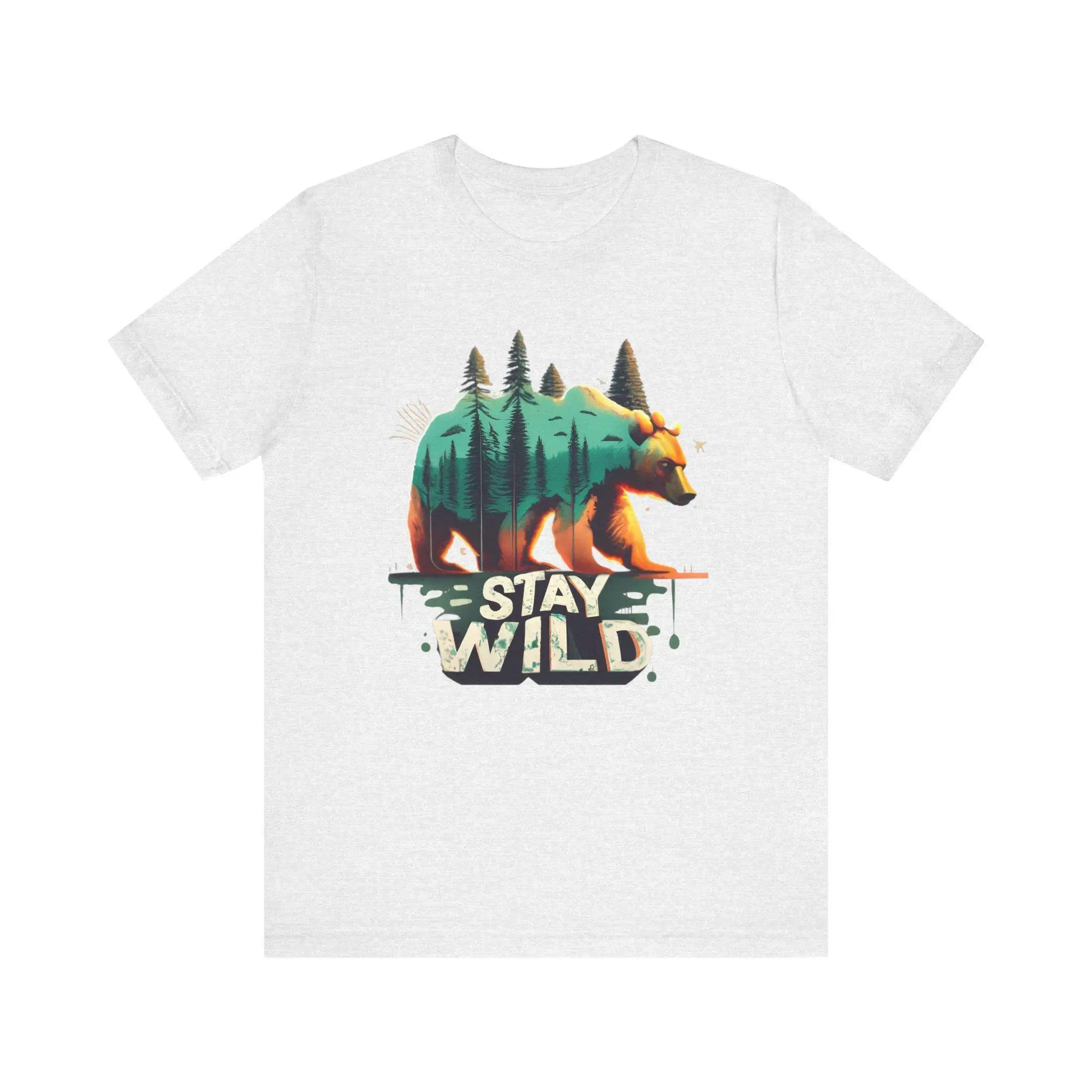 

Stay Wild Adventure Hiking Mountain Bear Outdoors Adventure Bella Canvas 3001 T Shirt
