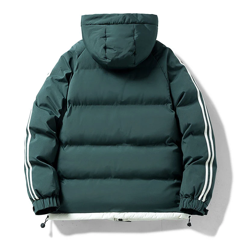 Men's And Women's Thiened down Cotton Jaet with Hood Two Bars Warmth Cotton Coat Youthful Modern Sle Regular Length