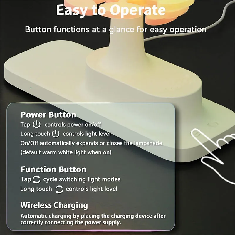 Spiral Table Lamp with Wireless Charger RGB Dimmable Rotating Tree Night Light USB Powered Touch Control Bedside Lamp Ideal Gift