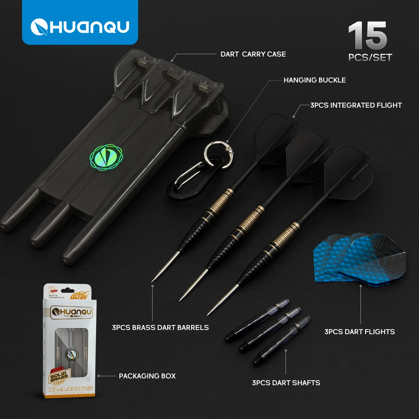 

Huanqu 22g Professional Dart Set, All-In-One Dart Set, Includes Replacement Dart Shafts, Blue Dart Wings, Outdoor Portable Dart Storage Box, Sports and Leisure Equipment, Dart Supplies, the First Choice for Dart Enthusiasts, Birthday Gift, New Year Gift