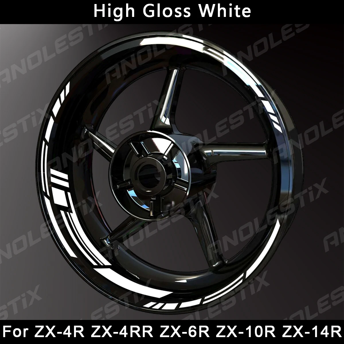 AnoleStix Reflective Motorcycle Wheel Sticker Hub Decal Rim Stripe Tape For Kawasaki Ninja ZX4R ZX4RR ZX6R ZX10R ZX14R