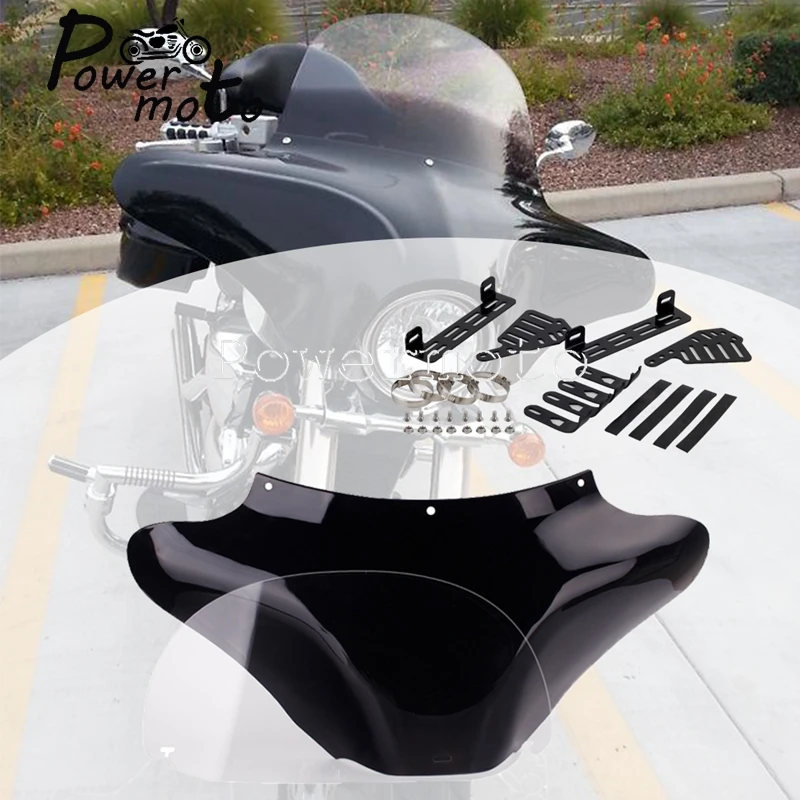 For Harley Heirtage Softail Deluxe Road King Classic Custom FLST Motorbike Outer Batwing Headlight Fairing Cowl Clear Windshield