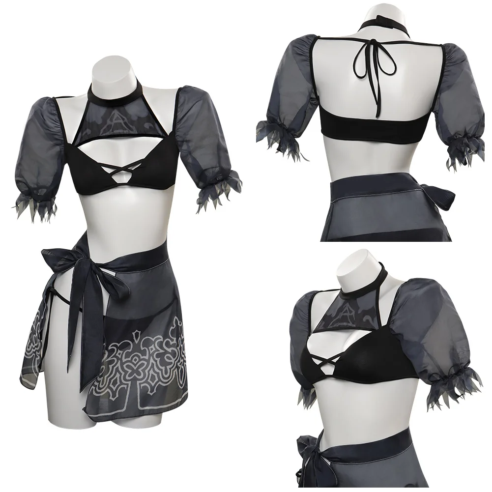 NieR Cosplay YoRHa No.2 Costume Women Summer Sexy Bikini Swimsuit Outfits Halloween Carnival Party Suit