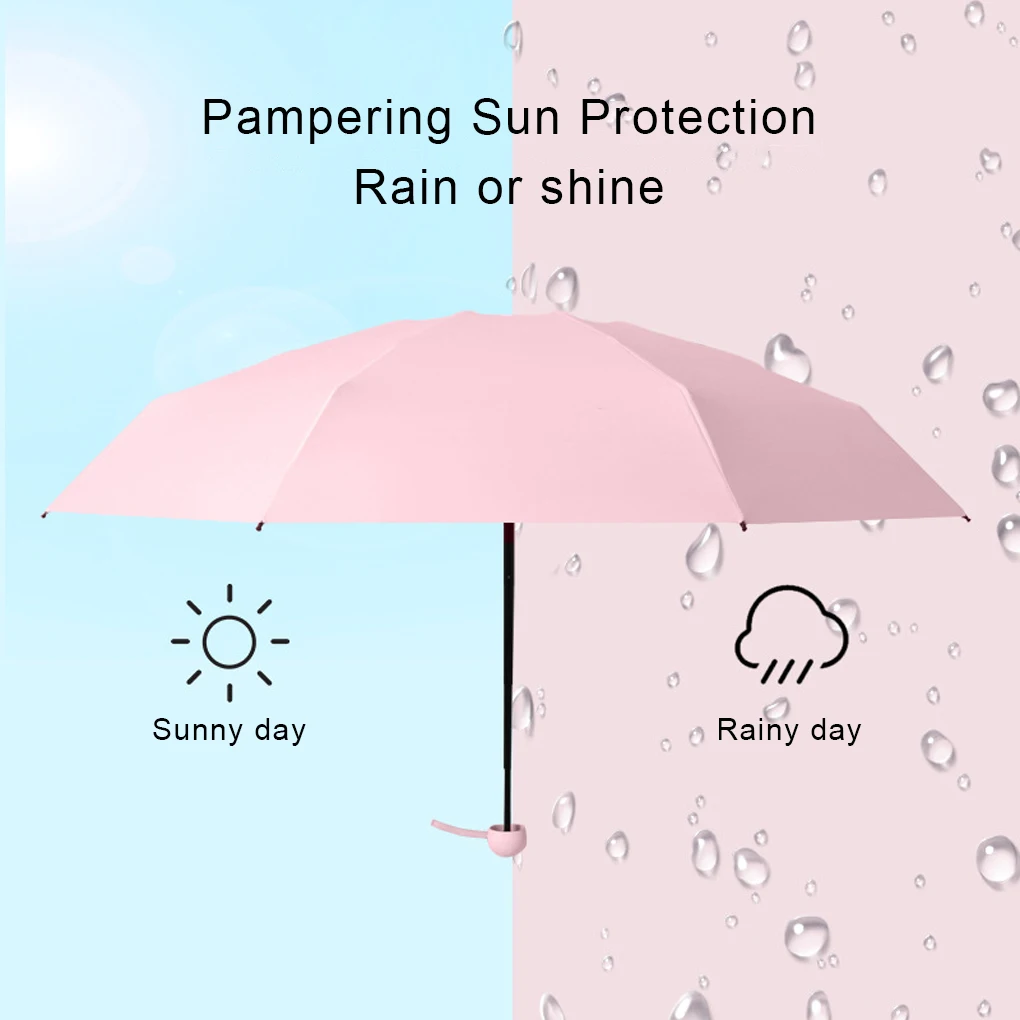 Traveling Foldable Umbrella Women Portable 5-fold Sun and Rain Umbrellas Windproof Parasol Outdoor Equipment Gift