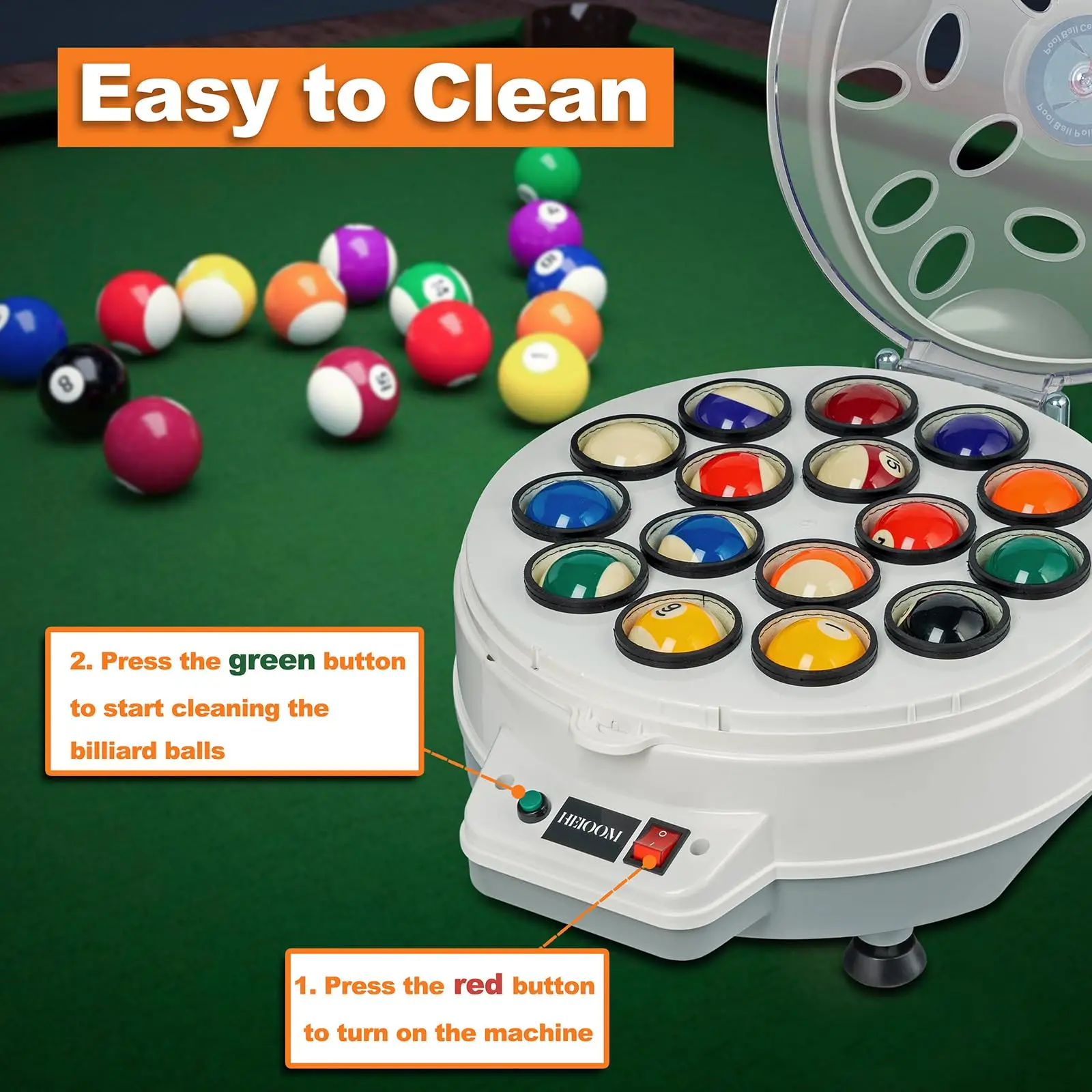 110V Automatic Pool Ball Washer Machine, 16 Balls Capacity Electric Billiard Cleaner, Fast Rotary Polishing Dust Remover for Home Bar Clubhouse Pool Hall Professional Tournament Use